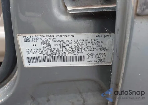 2004 Toyota Rav4 from USA, damaged, VIN JTEGD20V440018514